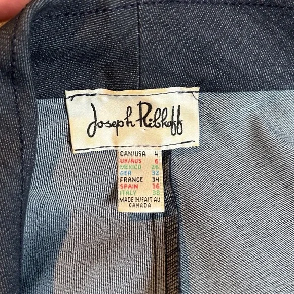 Joseph Ribkoff Womens 30308 Dark Denim Ruched Zip Front 3/4 Sleeve Jacket Size 4 - Picture 5 of 10